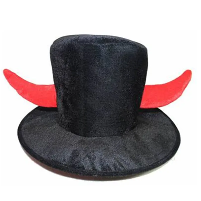 Black Top Hat Adults Men Male Devil Horn Hats Cosplay Performance Props