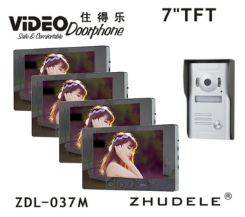 

ZHUDELE 7" Color Video Door Phone Video Intercom 4 Monitor Doorbell IR Night Vision Camera for Villa 700TVL Wholesale