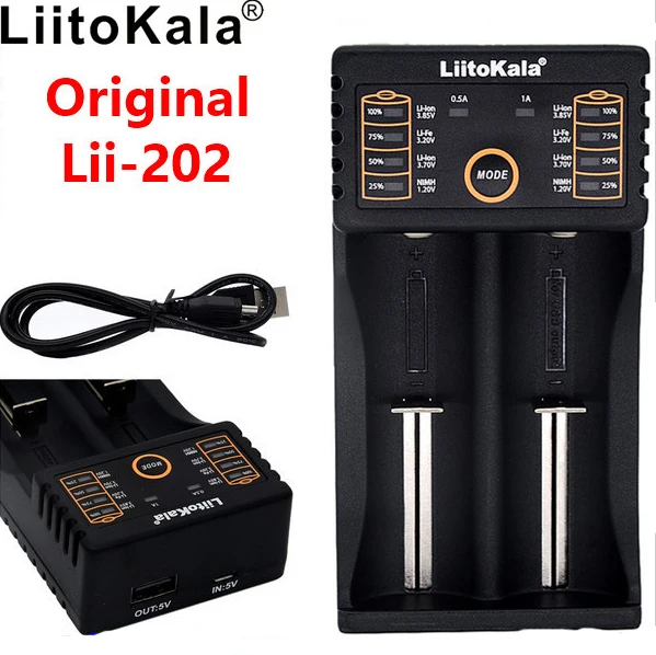

LiitoKala Original USB Intelligent Battery Charger Power Bank Function for Ni-MH Lithium for 26650 18350 14500 18650 Battery