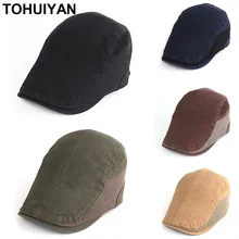 TOHUIYAN модная кепка газетчика для мужчин британский стиль джентльмен шляпы с утконосами женские хлопковые плоские шапки s для мальчика Твердые Фуражки