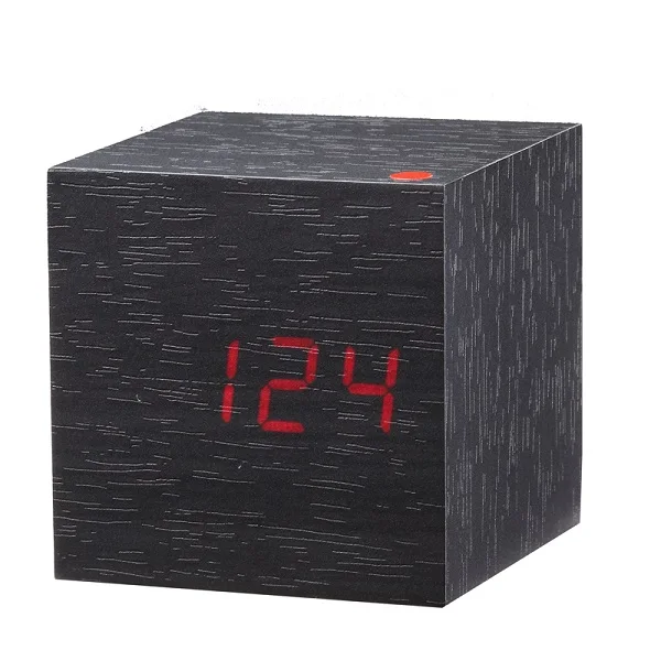 JINSUN современный датчик Деревянные часы двойной светодиодный дисплей бамбуковые часы цифровой будильник часы Показать темп времени Голосовое управление KSW101-C-BK - Цвет: red