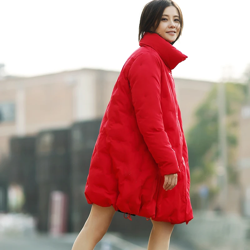 

W1933 Literary big size Korean version A pendulum double breasted vertical collar embroidery warm cotton clothes