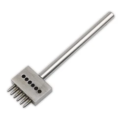 Premium Leather Craft Hole Punch Tool - 4mm Spacing, 1mm Diameter, Round Row Design, 2/4/6 Prong Options (4mm 6 Prong)