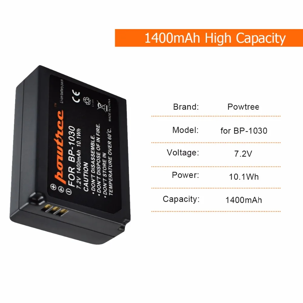 Литий-ионная батарея BP1030, 2 упаковки, 7,4 V, 1030mAh+ 1 порт, зарядное устройство, светодиодный, для SAMSUNG NX200, NX210, NX1000