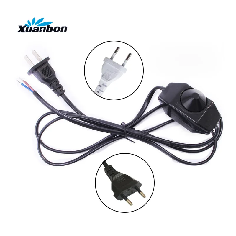 180cm EU US Plug Dimmer Light Button Switch Lamp Cord Wire Plug