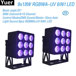 2 шт./лот 9x18 Вт RGBWA-UV 6IN1 светодиодный сценический мигающий свет 6/10CH DMX512 мыть светодиодный сценический эффект DJ диско свет Свадебная