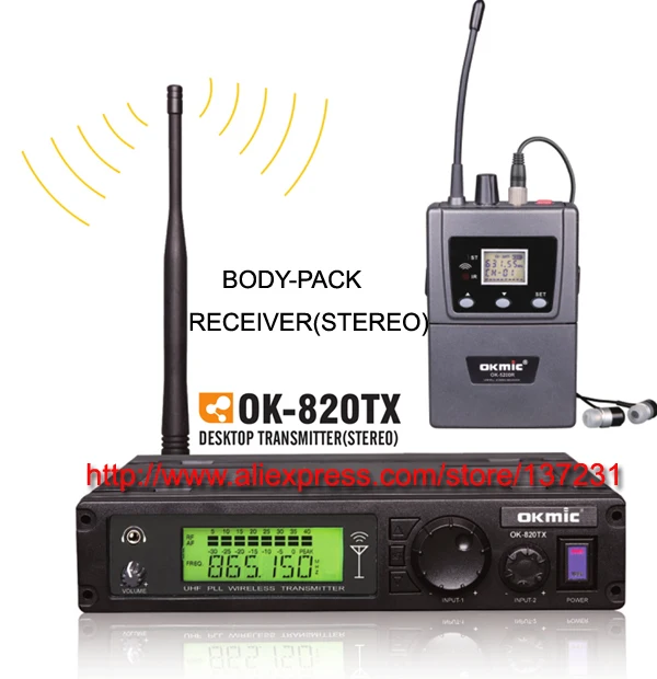 Wireless Monitor System In-Ear Stereo earphones Transmitter 820TX Receiver 5200R Set For on stage monitor | Электроника