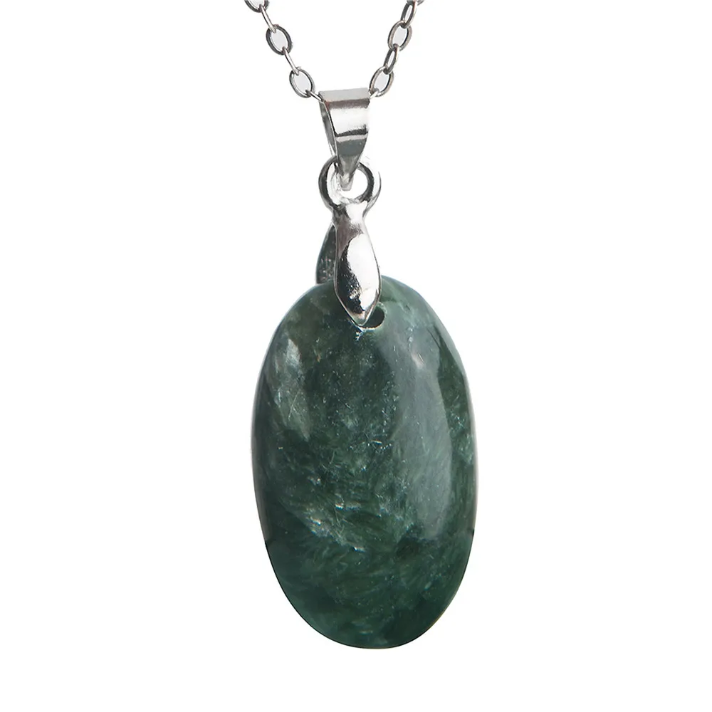 

Femme Gems Pendant Natural Stone Seraphinite Crystal Pendant Necklaces for Women Men Jewelry Pendants