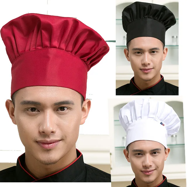 Unisex Chefs hats pleated Cap mushroom caps hotel chef's hat cake