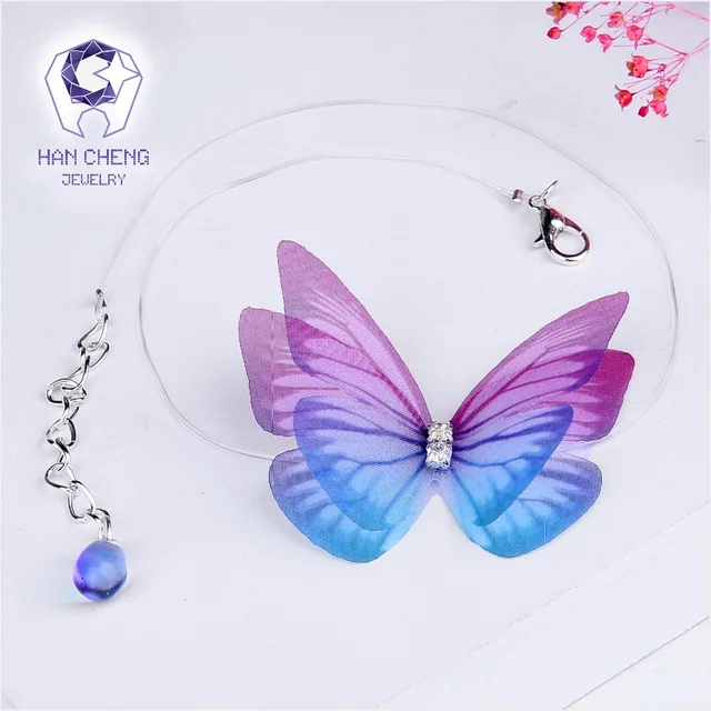 HanCheng New Fashion Rhinestone Created Crystal 3D Butterfly Choker Necklace Wom HanCheng New Fashion Rhinestone Created Crystal 3D Butterfly Choker Necklace Wom