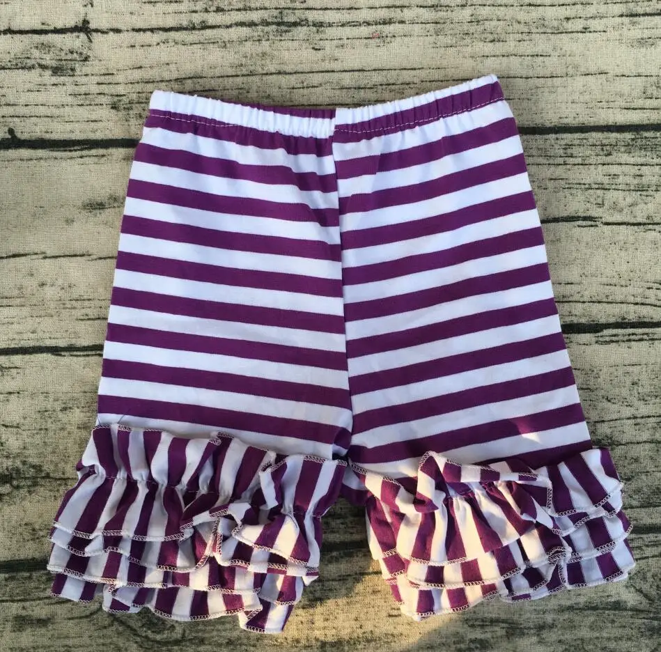 Hot Toddler girls ruffled Icing shorts purple striped knit ruffle