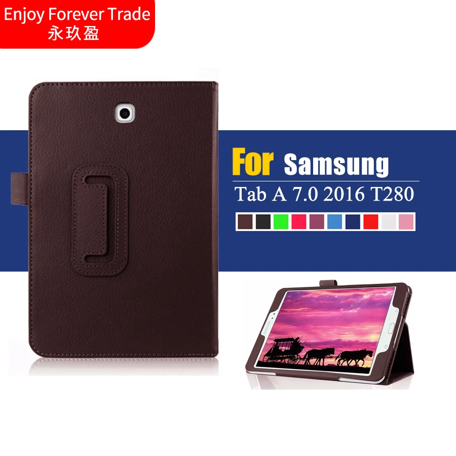 

Ultra Slim Litchi 2-Folder Folio Stand PU Leather Cover Case For Samsung Galaxy Tab A 7.0 2016 T280 SM-T280 T280N T285 Tablet
