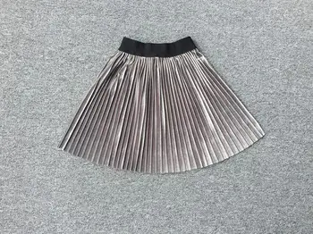 New velvet pleated skirt knee long girls skirt summer winter casual smooth skirt girl tutu high waist elastic pleated skirt 4