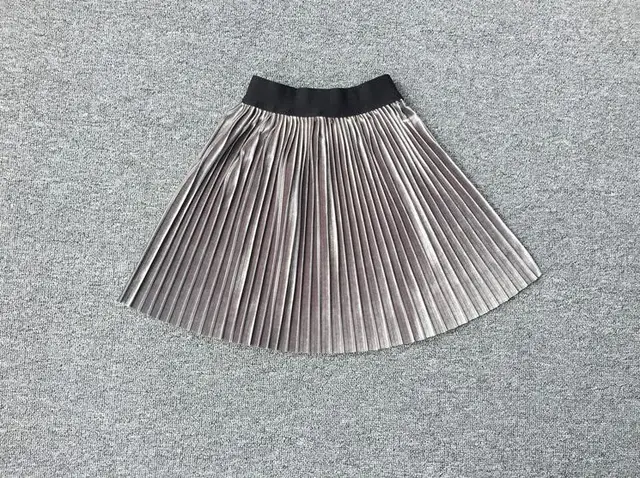 New velvet pleated skirt knee long girls skirt summer winter casual smooth skirt girl tutu high waist elastic pleated skirt 4