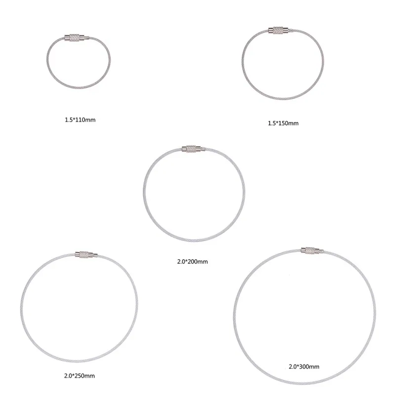 Брелок тег веревка проволока из нержавеющей стали кабель петля винт устройство блокировки Кольцо Брелок Круг лагерь Висячие инструменты