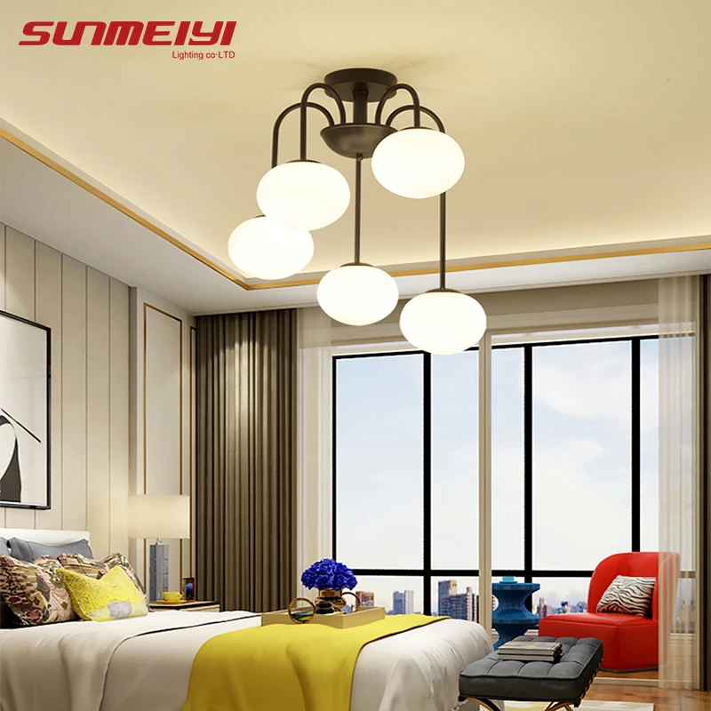Современные светодиодные потолочные лампы, стеклянный абажур для спальни, кухни, светодиодный светильник для гостиной, светильники для поверхностного монтажа