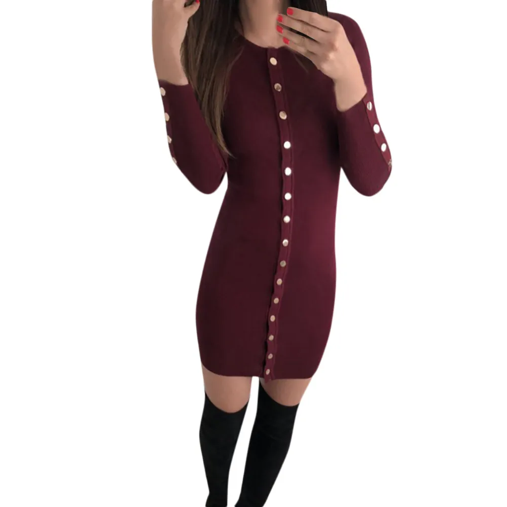Women Casual Plaid Patchwork Buttons Funnel Collar Long Sleeve Dress Pandaie-Womens Dresses