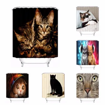 

CustomPiano Cat Eyes Fabric Bath Curtain Bathroom Mildewproof Waterproof Polyester Shower Curtain#180417-02-125