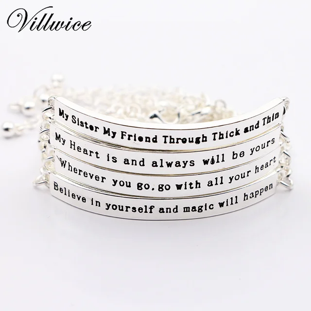 New 2018 Inspirational Bracelets Bangles For Women Gift Silver New 2018 Inspirational Bracelets Bangles For Women Gift Silver Plated Bar Armband Engraved Name Bracelet Letters