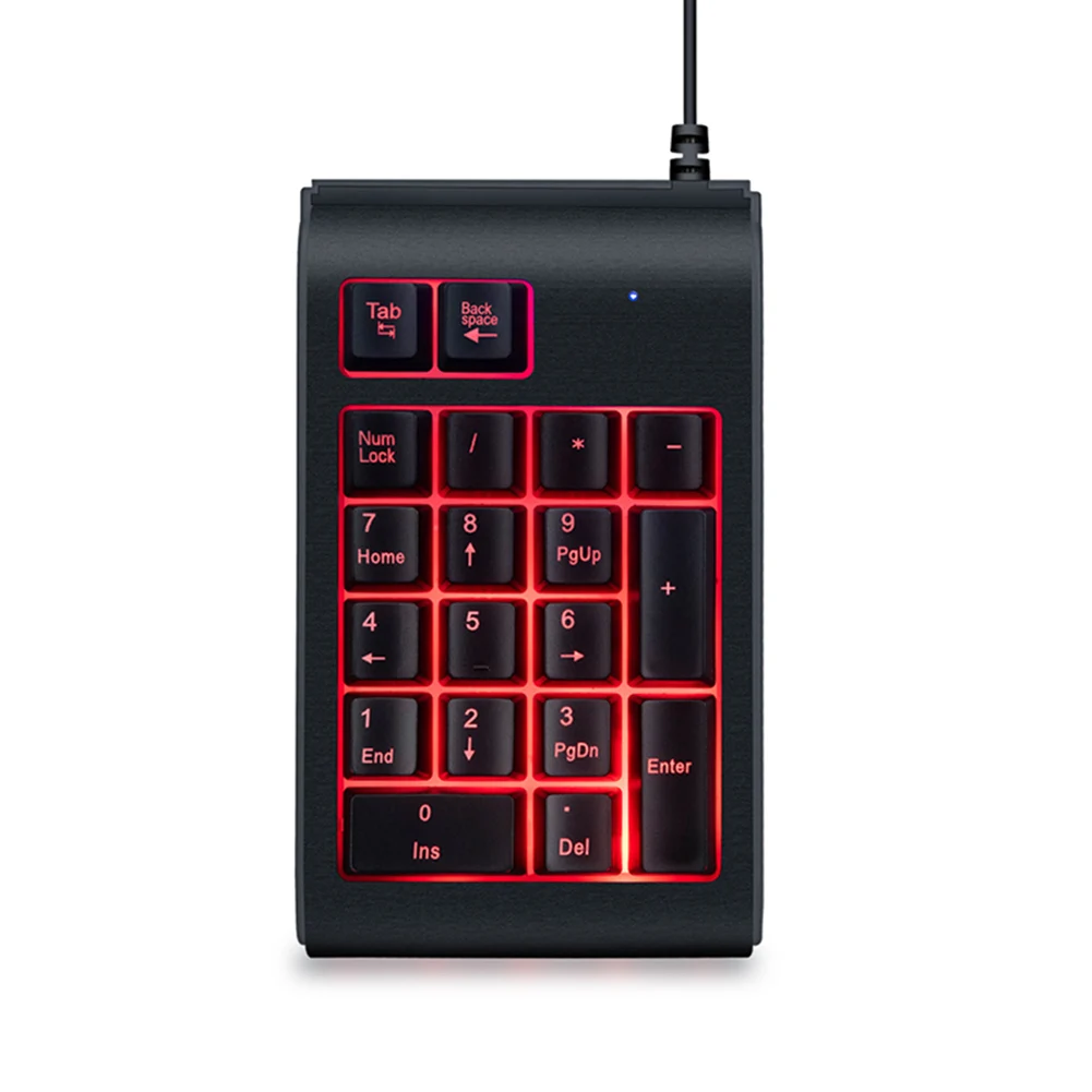 

Wired Mini Keyboard with 19 Keys LED Backlight Office One Hand Keypad for Computer PC Laptop JLRJ88