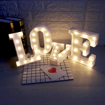 

New 22CM 3D 26 White Letter LED Marquee Sign Alphabet Light Indoor Wall Hanging Night Light Bedroom Wedding Birthday Party Decor