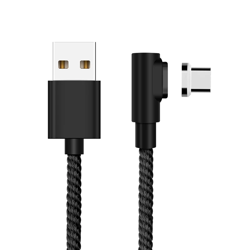 90 градусов 3A Магнитный кабель Micro usb type C QC3.0 кабель передачи данных для быстрой зарядки для iPhone XS MAX XR 8 SAMSUNG S10+ S9 XIAOMI Mi9 Mi8 - Тип штекера: Black