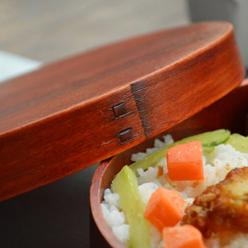 Деревянная коробочка для обедов по-японски бэнто Коробки дети Овальный Форма суши фрукты десертная коробка контейнер для продуктов миска