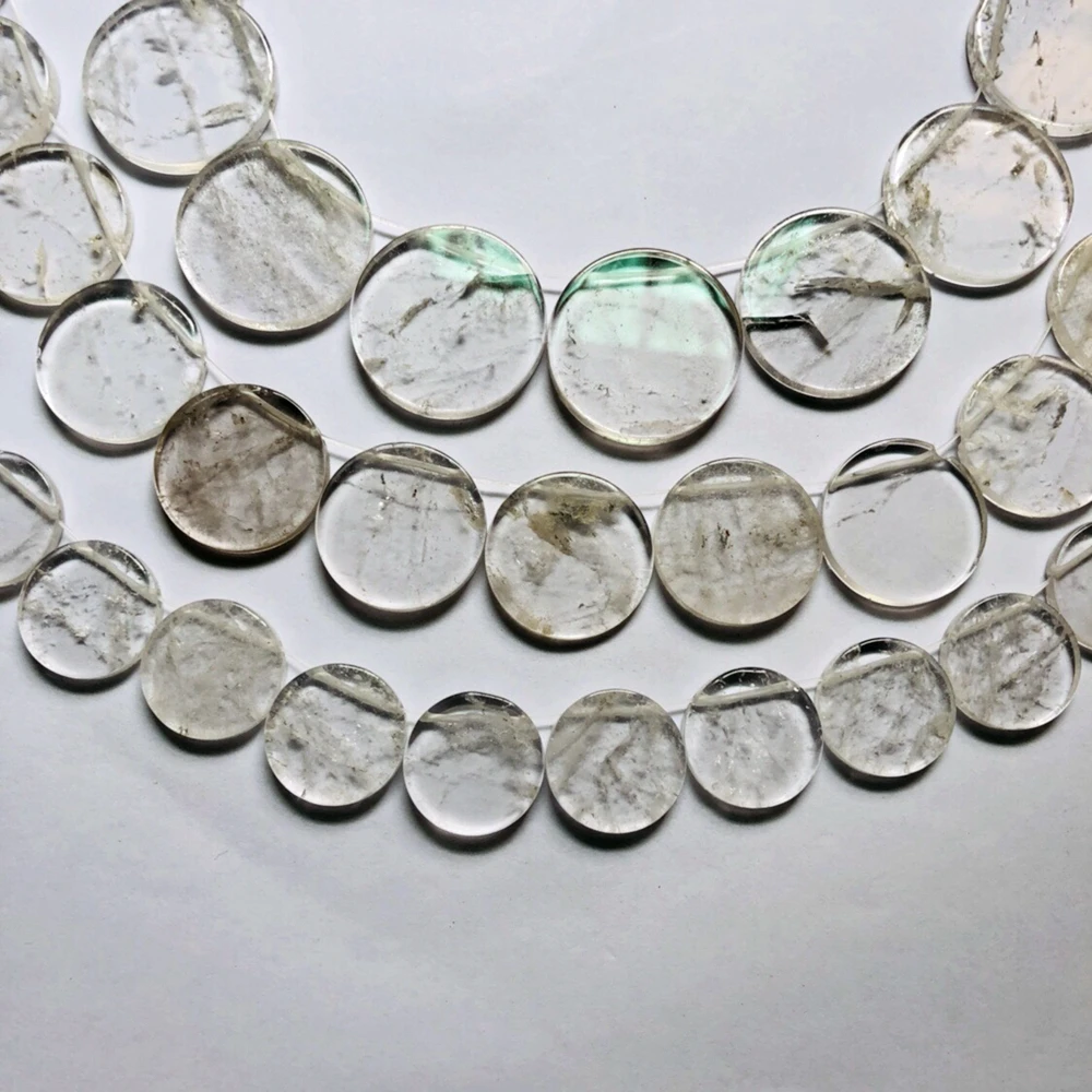 Wholesale 1string Natural Rock Crytal Clear Quartz Beads Round Coin