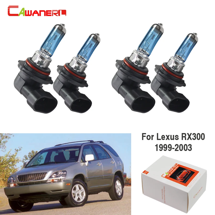 

Cawanerl 2 Pair 100W Car Halogen Light Headlight High Low Beam 4300K 12V Accessories For Lexus RX300 4-Door 3.0L 1999-2003