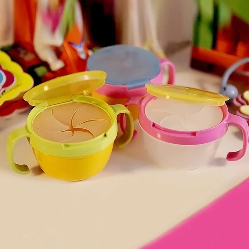 1pc Toddler Feeding Bowl Dinnerware Baby Snack Biscuits Food Keeper Children Kids Spill Proof Double Handle Cup Container Drink Kitchen Traveling Outdoor Dinnerware (7)
