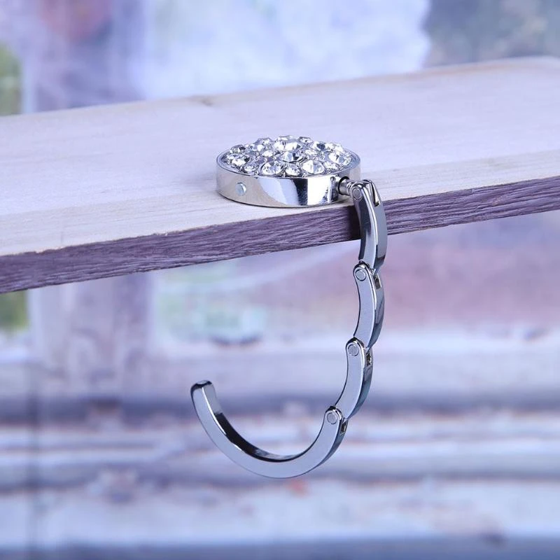 Portable Alloy Rhinestone Foldable Purse Bag Hanger Handbag Hook Table Portable Alloy Rhinestone Foldable Purse Bag Hanger Handbag Hook Table
