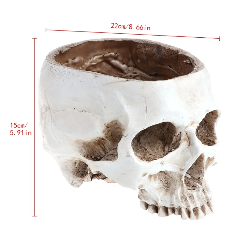 Смола готический череп голова цветочный горшок Плантатор Контейнер домашний бар орнамент Декор