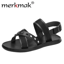 Лидер продаж; мужские кожаные сандалии с пряжкой; коллекция года; сезон лето; удобные уличные шлепанцы двойного назначения; Мужская модная пляжная обувь; обувь в римском стиле