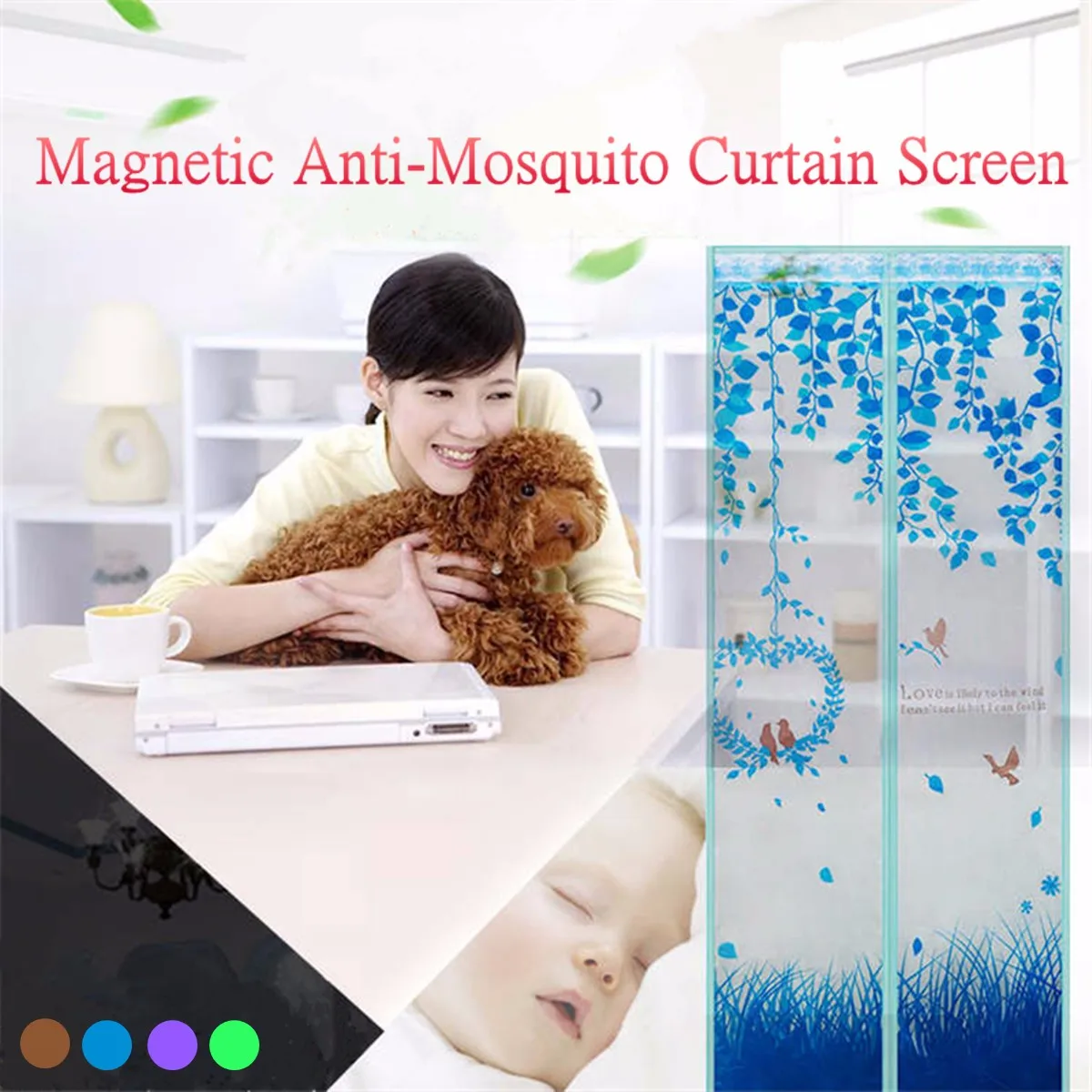 

4 Colors Summer Anti Mosquito Insect Fly Bug Curtains Magnetic Mesh Net Automatic Closing Door Screen Kitchen Curtain 91x210cm