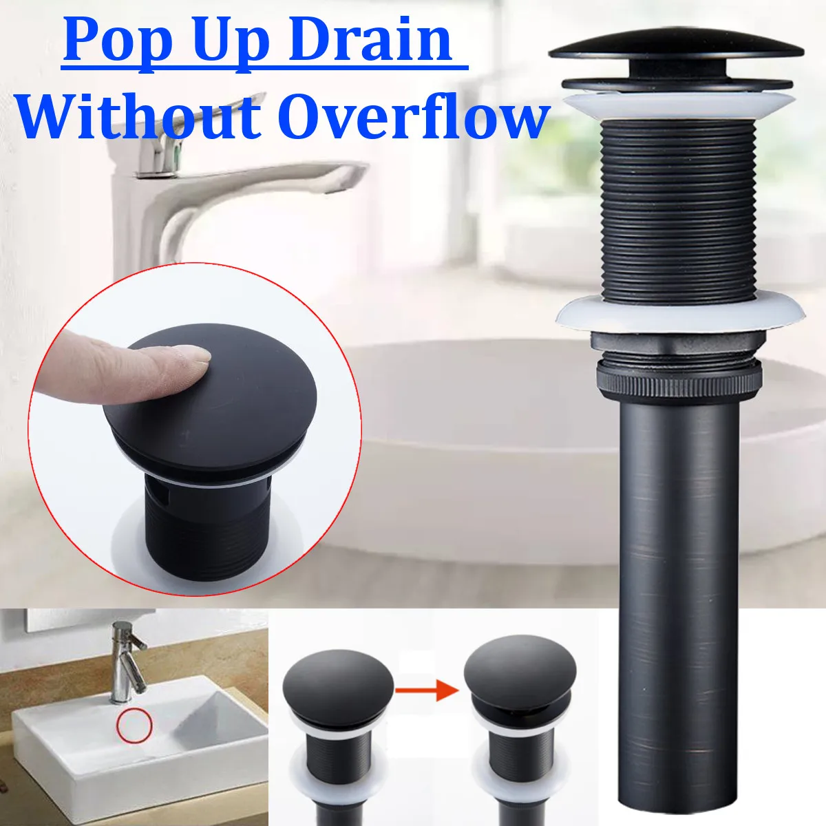 

Oil Rubbed Bronze Luxury Bathroom Basin Sink Pop Up Drain Chrome Brushed Nickel Golden Basin Lavatory Sink Waste Drain Black