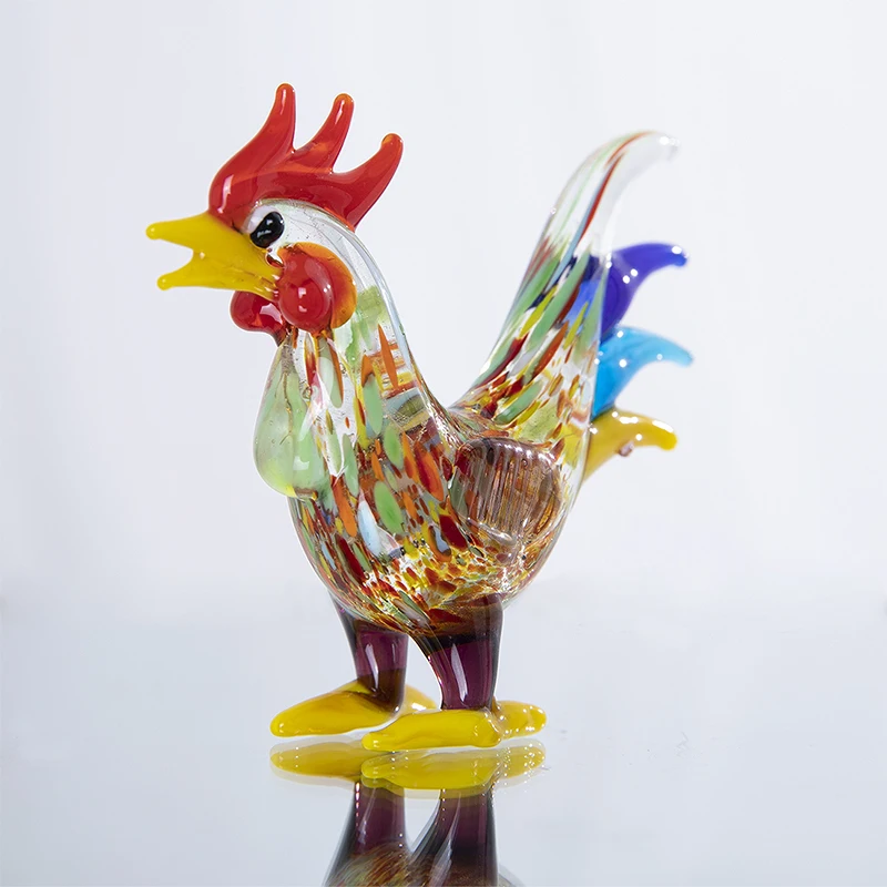 H& D ручная художественная стеклянная скульптура курица ручной работы художественная стеклянная Статуэтка петуха Животное украшение дома новинка подарок для детей
