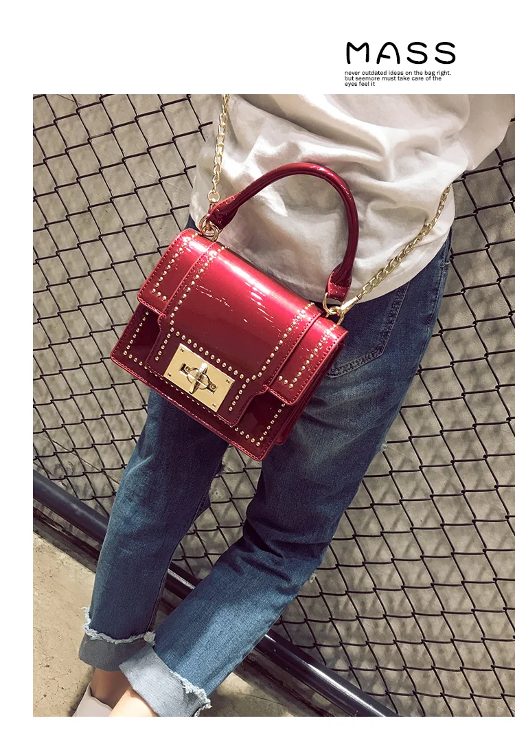 New Women's Bags Designer Chain Rivet Shoulder Messenger Bag Luxury Handbags Women Bags Female Handbag Crossbody 233