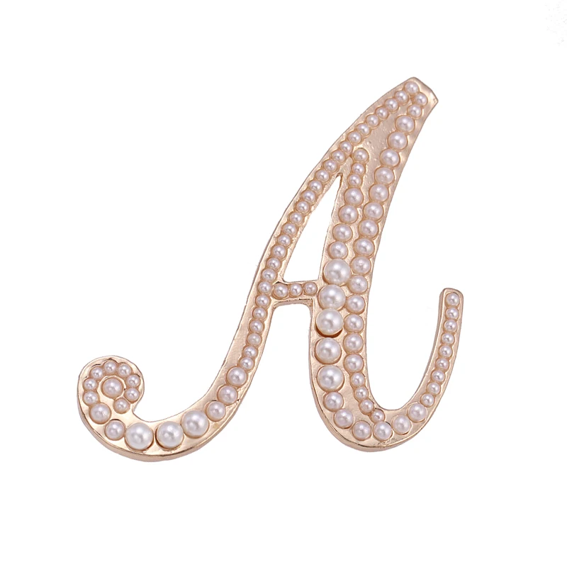 

baiduqiandu English Letter A D K Women Girls Sweater Scarf Suit Charming Female Pearl Brooch Fashion Jewelry Banquet Accessories