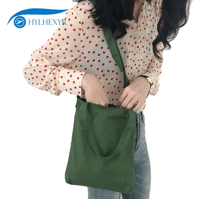 

Hylhexyr Solid Canvas Crossbody Shoulder Bag Hasp Female Student Bookbag Messenger Cloth Bags Embroidery Handbags For Women