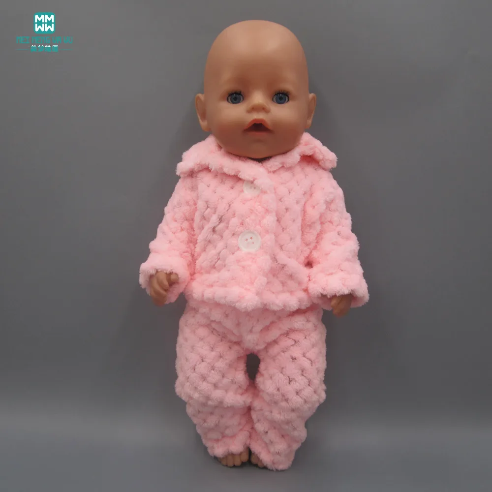 Doll Clothes fits 45cm american girl and Baby Born Zapf Doll fashion Pink plush pajamas suit jacket + trousers Doll Clothes fits 45cm american girl and Baby Born Zapf Doll fashion Pink plush pajamas suit jacket + trousers
