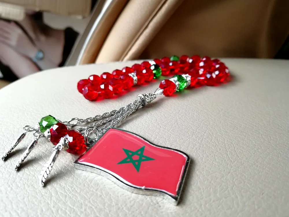 Parche de la bandera de Marruecos, joyería, collar, pulsera, cuentas de