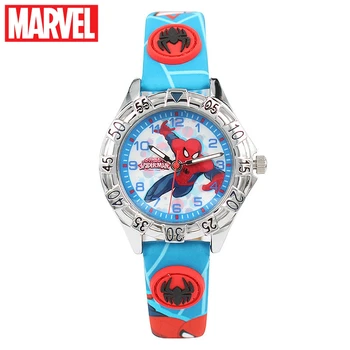 

Marvel Avengers Disney Boy Spider-Man Red Black Blue Kid PU Band Round Japan Quartz Children Cartoon Luminous Hand Watches 81035