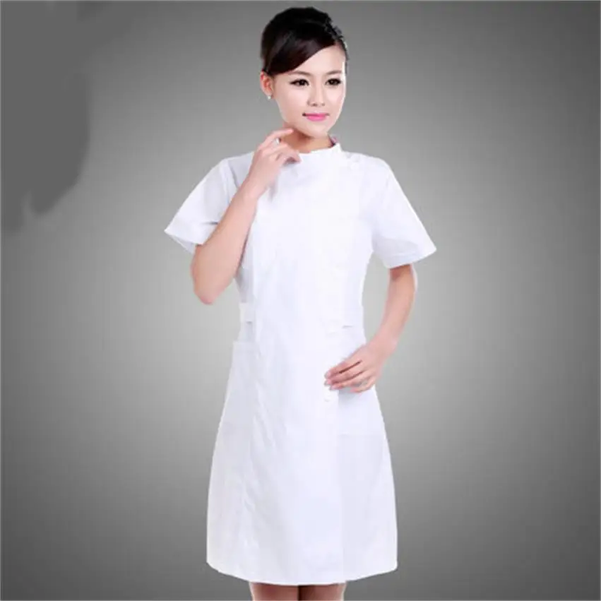 Униформа медсестры Больничная Лаборатория пальто корейский стиль Женская Больничная медицинская одежда Униформа модный дизайн дышащая Рабочая одежда - Цвет: Белый