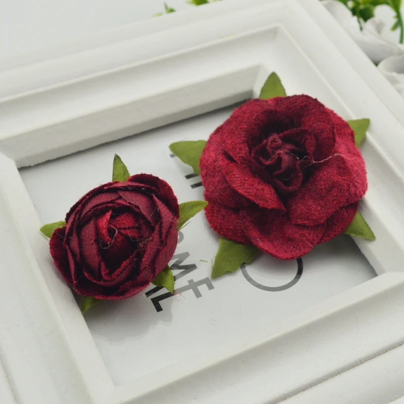 

1pcs silk rose buds artificial collage flower head wedding decoration DIY wreath gift craft flower