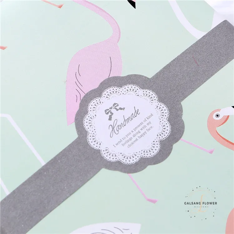 

30Pcs/Lot Grey long watch type flower Handmade Sealing Label Kraft Sticker Baking DIY Work Rectangle Gift Stickers 14.3cm M1032