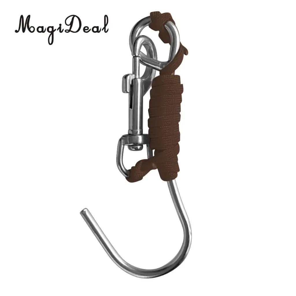 MagiDeal Scuba Diving Reef Drift Hook with 47' Line & Stainless Steel Clip for Snorkeling Freediving Swimming Caving Accessory