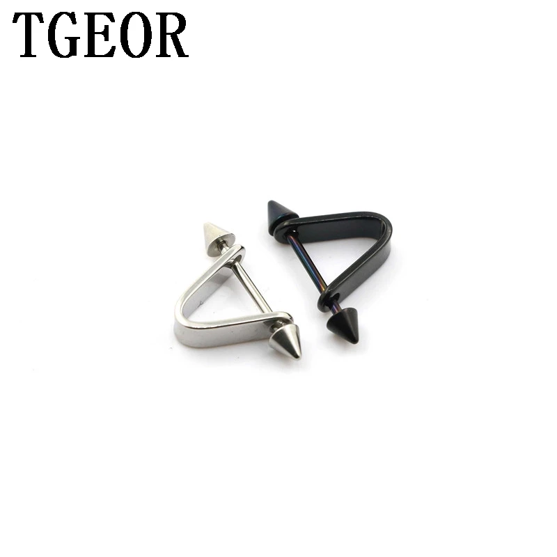 

free shipping wholesale piercing 20pcs stainless steel ear piercing earring Triangle piercing nipple ring