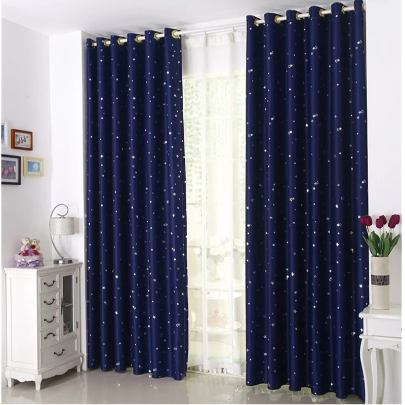 Cortina de 100% Blackout cortinas para sala ventana plana Cortinas drapeado rideaufinished producto Azul Marino 1 unids