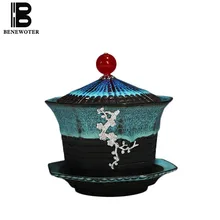 Индивидуальный керамический гайвань, бытовая винтажная посуда для напитков, чайный горшок, офисный чайный набор кунг-фу, чайная чаша с серебряным узором, подарки на день рождения