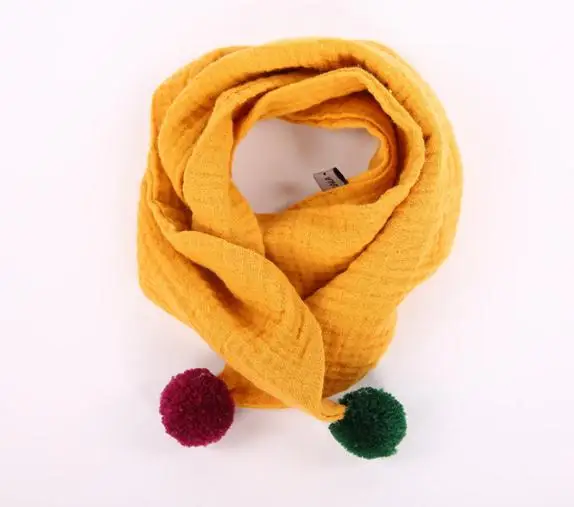 

Winter Scarf Colour Ball Scarf Boys and Girls Sweet Wind Children's Cotton Autumn Linen Scarf Warm Baby Hairball Neck Scarfs